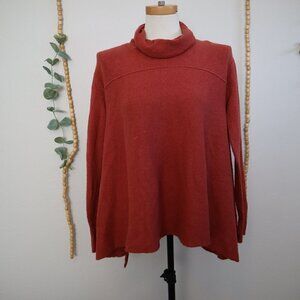 Free People Burnt Orange Red Oversized Turtleneck Sweater Size Small